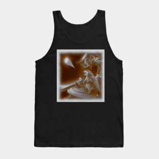 black and white pangolin flying kite on spaceship Tank Top